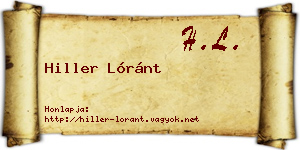 Hiller Lóránt névjegykártya